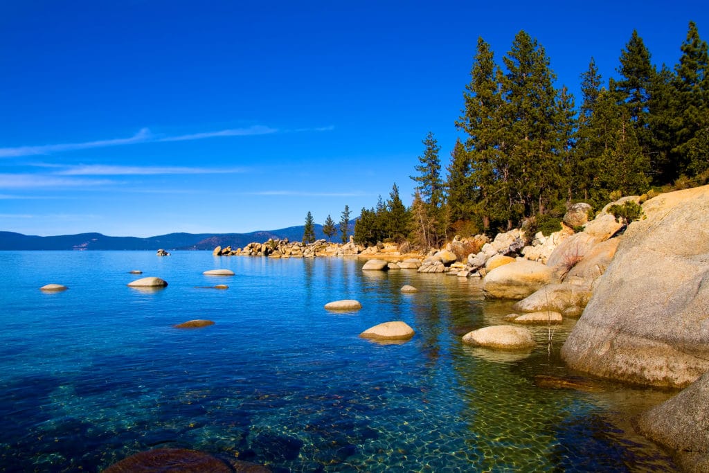 Clear Lake Tahoe on a sunny day