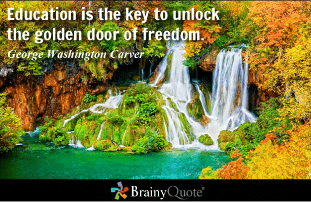 Meme from iGrad's Facebook page with quote: "Education is the key to unlock the golden door of freedom." -- George Washington Carver.